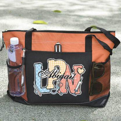 Personalized Multi-color Medical Elements Large Tote Bag with Name and Title
