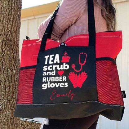 Tea Scrubs and Rubber Gloves Tote Bag