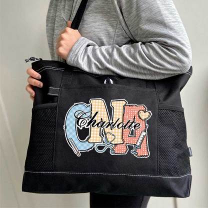 Personalized Multi-color Medical Elements Large Tote Bag with Name and Title
