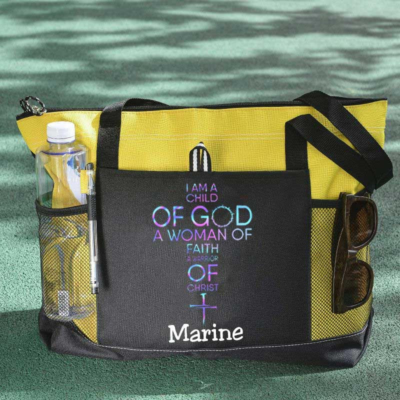 Child of God, Woman of Faith, Warrior of Christ Tote Bag