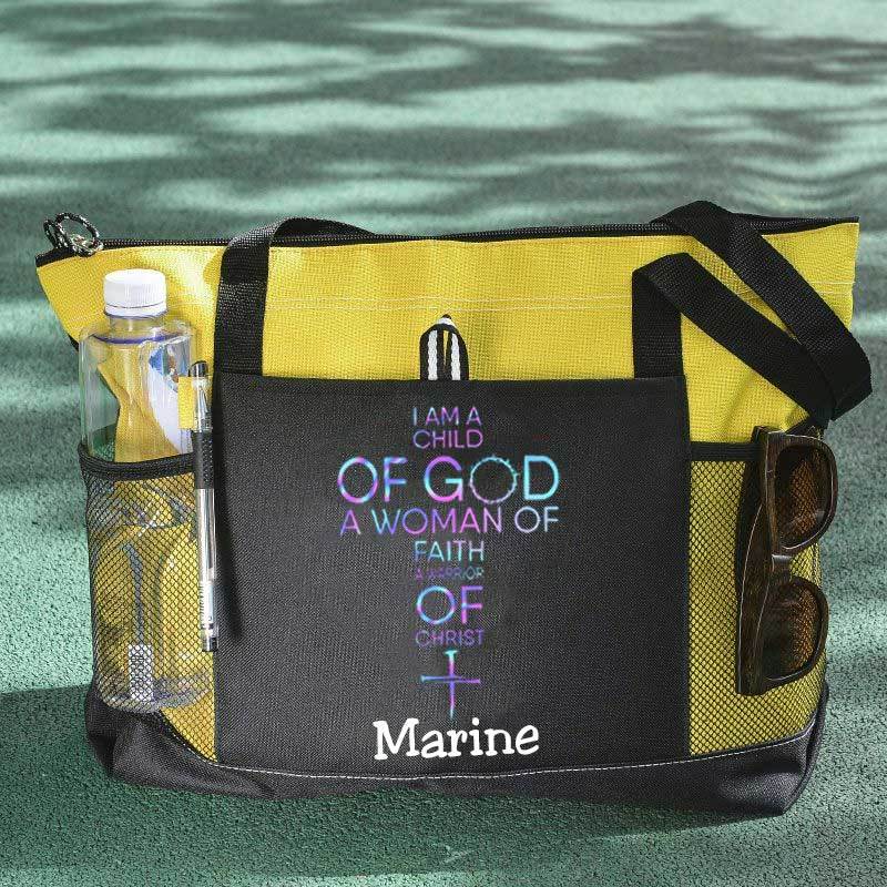 Child of God, Woman of Faith, Warrior of Christ Tote Bag