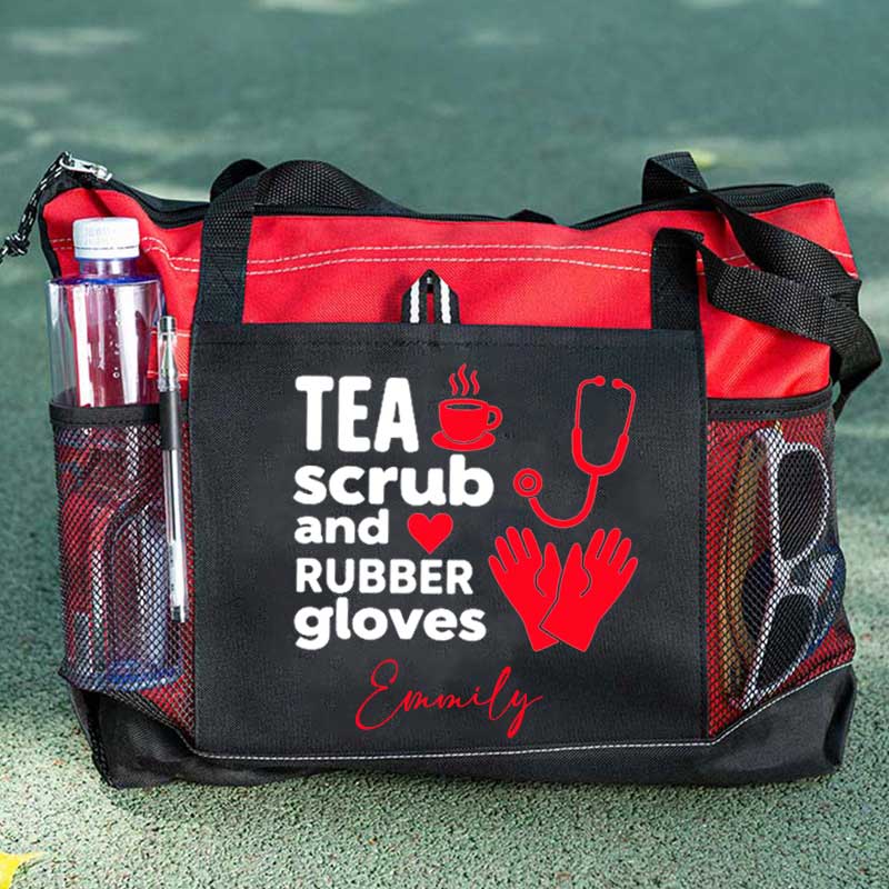 Tea Scrubs and Rubber Gloves Tote Bag
