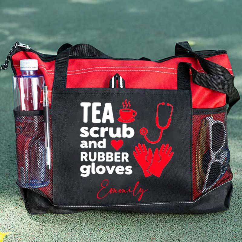 Tea Scrubs and Rubber Gloves Tote Bag