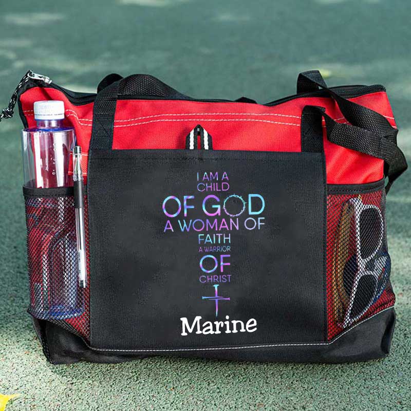 Child of God, Woman of Faith, Warrior of Christ Tote Bag