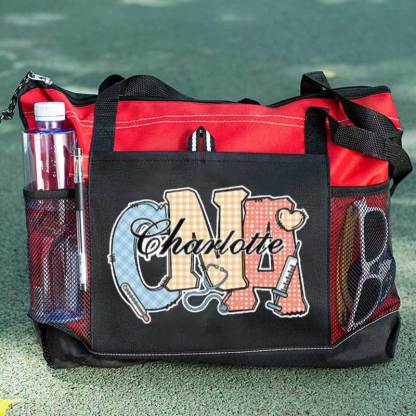 Personalized Multi-color Medical Elements Large Tote Bag with Name and Title