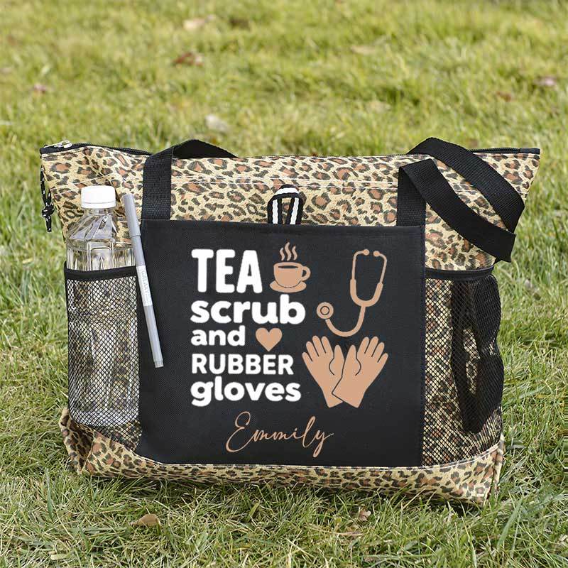 Tea Scrubs and Rubber Gloves Tote Bag