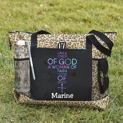 Child of God, Woman of Faith, Warrior of Christ Tote Bag