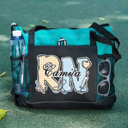 Personalized Multi-color Medical Elements Large Tote Bag with Name and Title