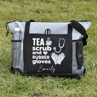 Tea Scrubs and Rubber Gloves Tote Bag
