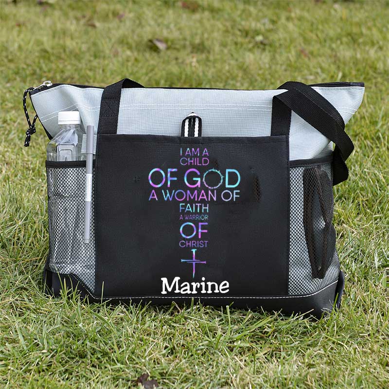 Child of God, Woman of Faith, Warrior of Christ Tote Bag