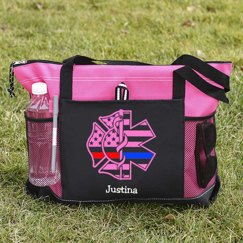 Personalized Fire and EMS Flag Tote Bag