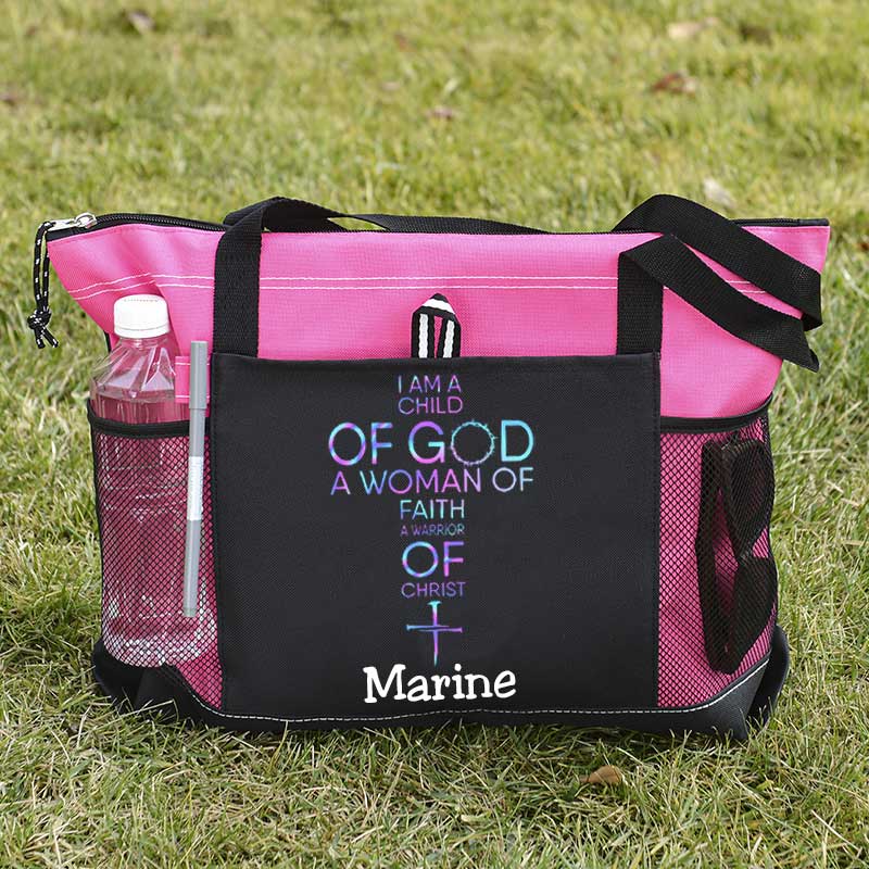 Child of God, Woman of Faith, Warrior of Christ Tote Bag