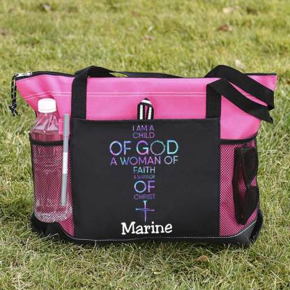 Child of God, Woman of Faith, Warrior of Christ Tote Bag