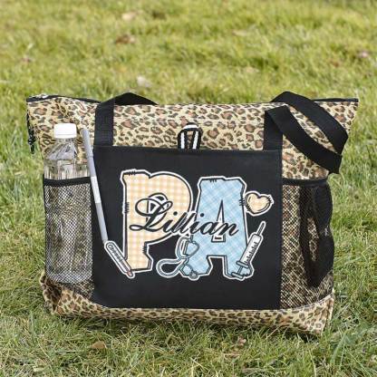 Personalized Multi-color Medical Elements Large Tote Bag with Name and Title