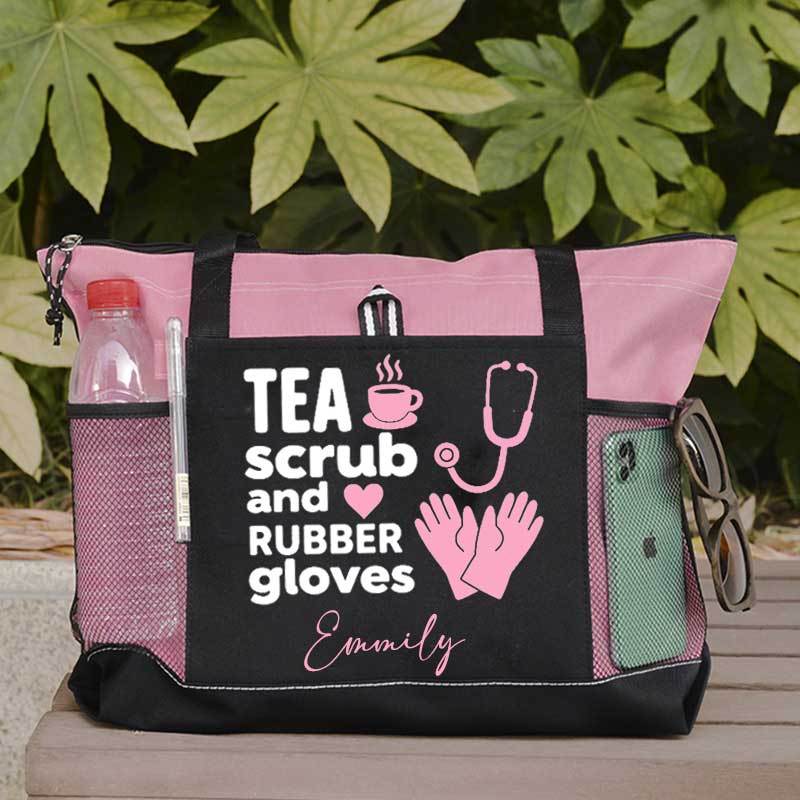 Tea Scrubs and Rubber Gloves Tote Bag
