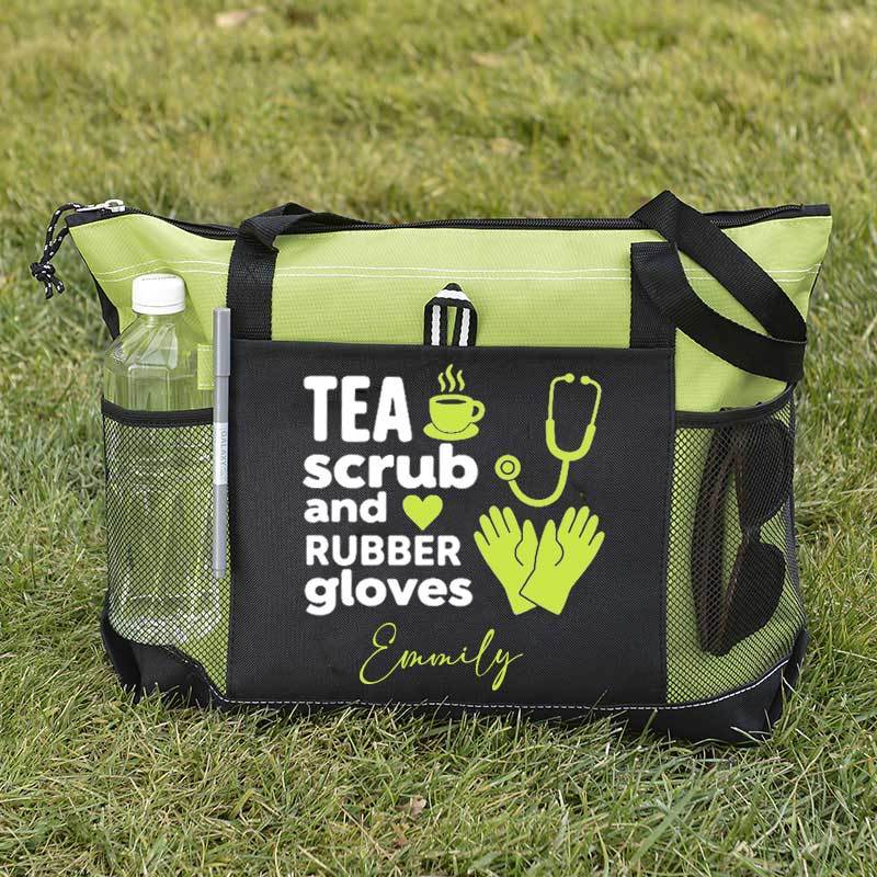 Tea Scrubs and Rubber Gloves Tote Bag