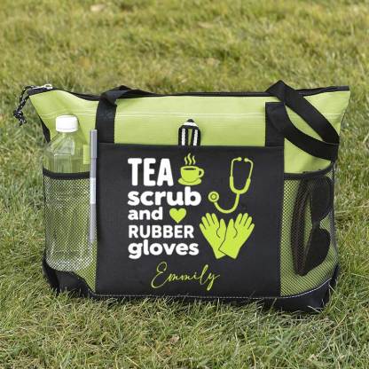 Tea Scrubs and Rubber Gloves Tote Bag
