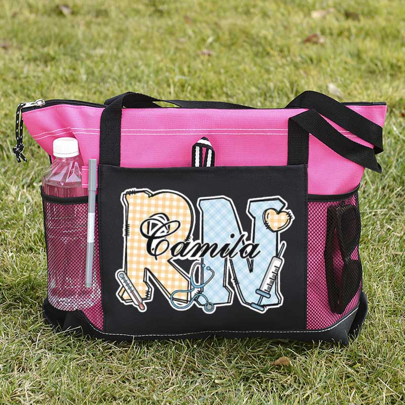 Personalized Multi-color Medical Elements Large Tote Bag with Name and Title