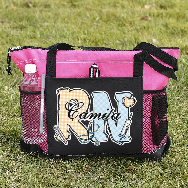 Personalized Multi-color Medical Elements Large Tote Bag with Name and Title