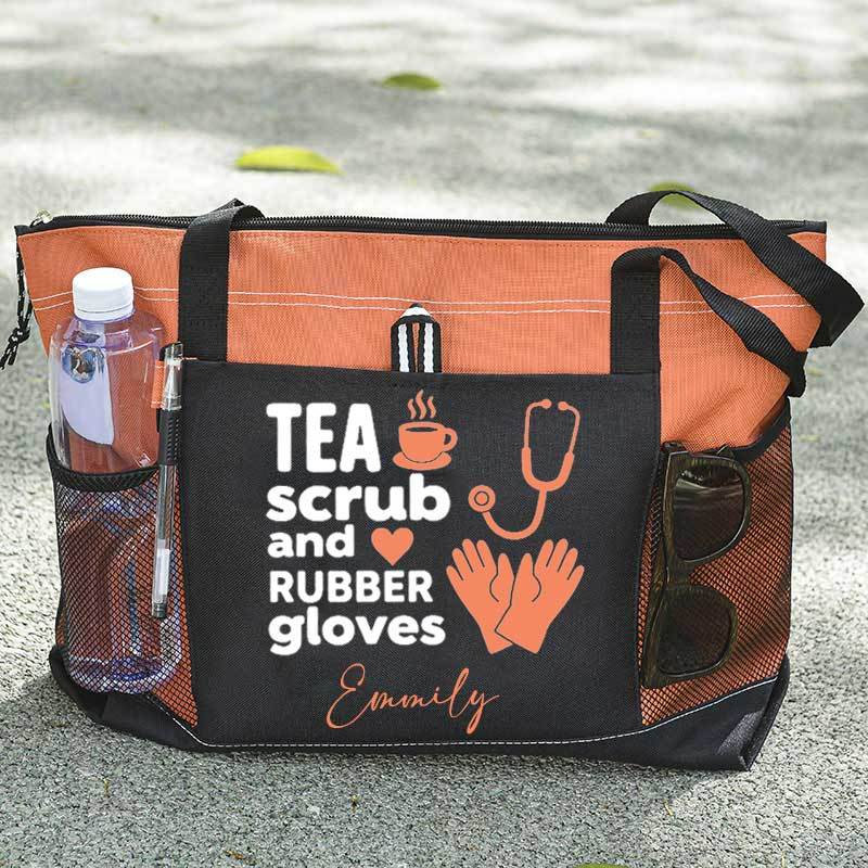 Tea Scrubs and Rubber Gloves Tote Bag