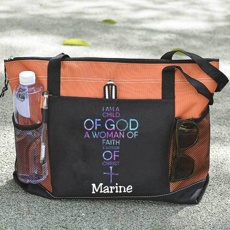 Child of God, Woman of Faith, Warrior of Christ Tote Bag
