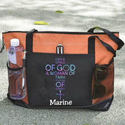 Child of God, Woman of Faith, Warrior of Christ Tote Bag