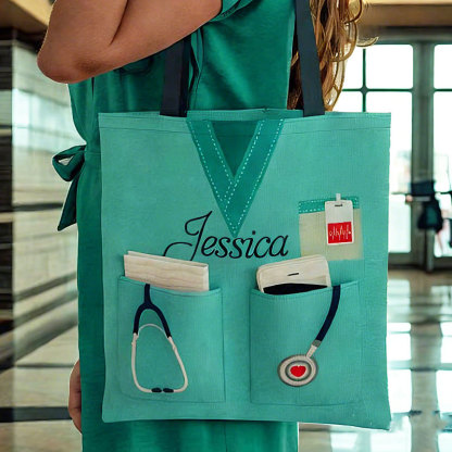 Personalized Medical Worker Uniform Inspired Tote Bag