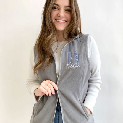 Personalized RN Embroidered Fleece Vest