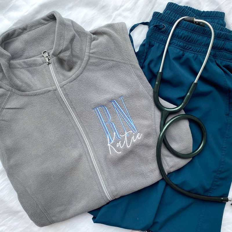 Personalized RN Embroidered Fleece Vest