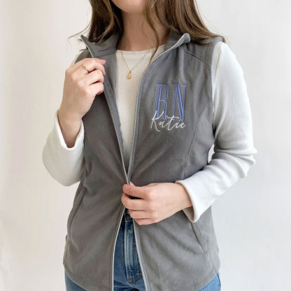Personalized RN Embroidered Fleece Vest