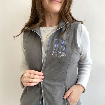 Personalized RN Embroidered Fleece Vest