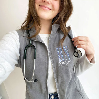 Personalized RN Embroidered Fleece Vest