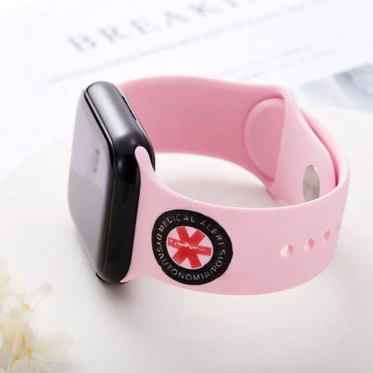 Personalized Emergency Medical Alert Silicone Watch Band for Apple