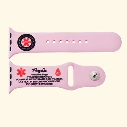 Personalized Emergency Medical Alert Silicone Watch Band for Apple