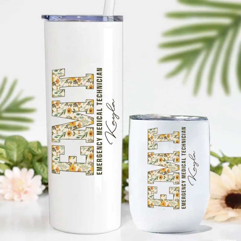 Boho Floral EMT Personalized Tumbler