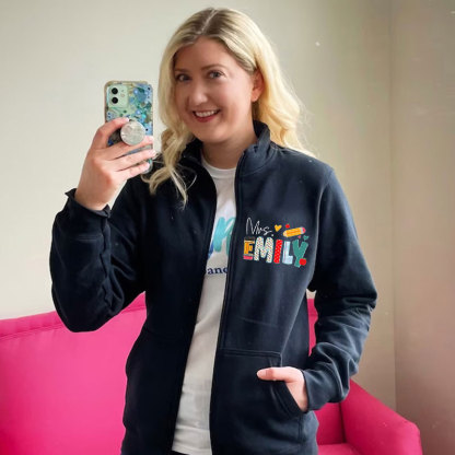 Custom Teacher Name Back to School Zip Pullover Sweatshirt