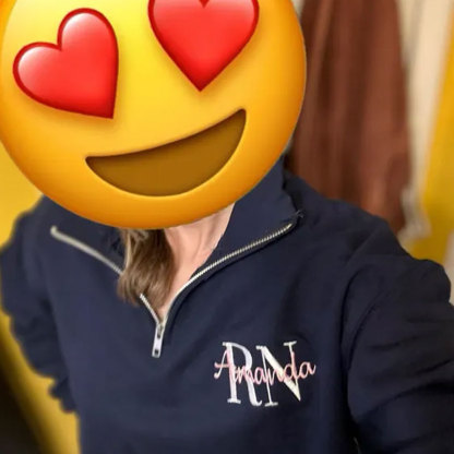 Nurse Sweatshirt 1/4 Zip Embroidered Sweatshirt for RN, Nursing Student