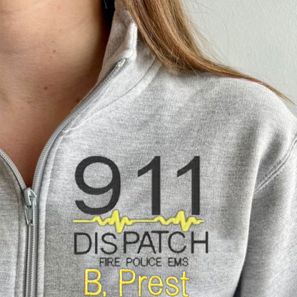 Thin Gold Line 911 Embroidered Dispatch Police Officer Gift Quarter-zip Sweatshirt