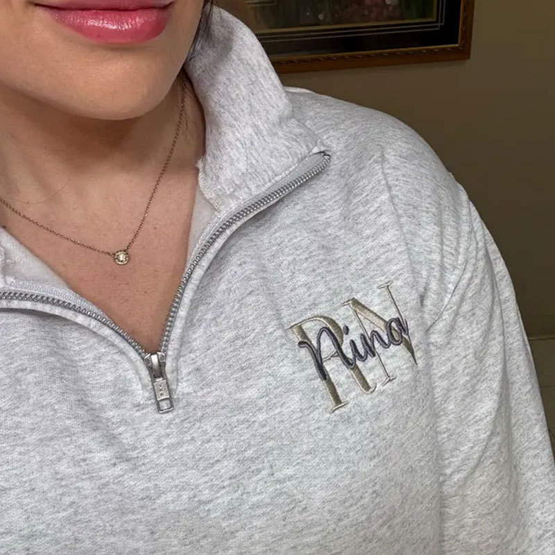 Nurse Sweatshirt 1/4 Zip Embroidered Sweatshirt for RN, Nursing Student