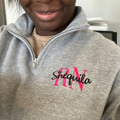 Nurse Sweatshirt 1/4 Zip Embroidered Sweatshirt for RN, Nursing Student