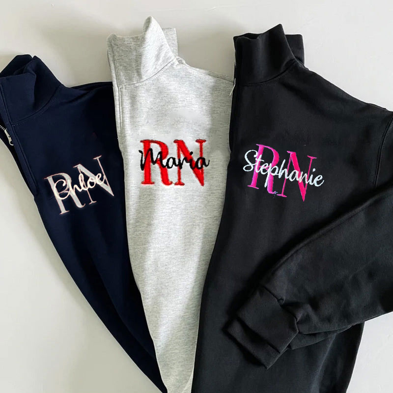 Nurse Sweatshirt 1/4 Zip Embroidered Sweatshirt for RN, Nursing Student