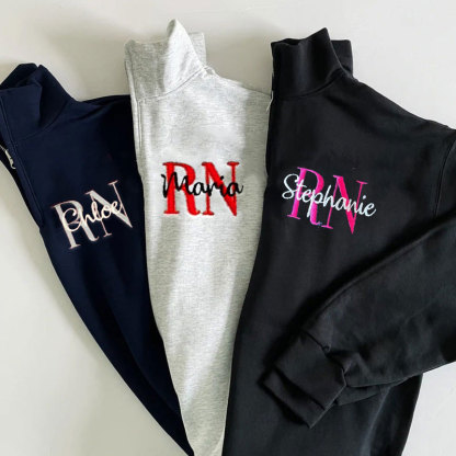 Nurse Sweatshirt 1/4 Zip Embroidered Sweatshirt for RN, Nursing Student