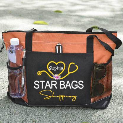 Service Nurse Gift Nursing Tote Bag, Personalized Mesh Pocket Tote Bag