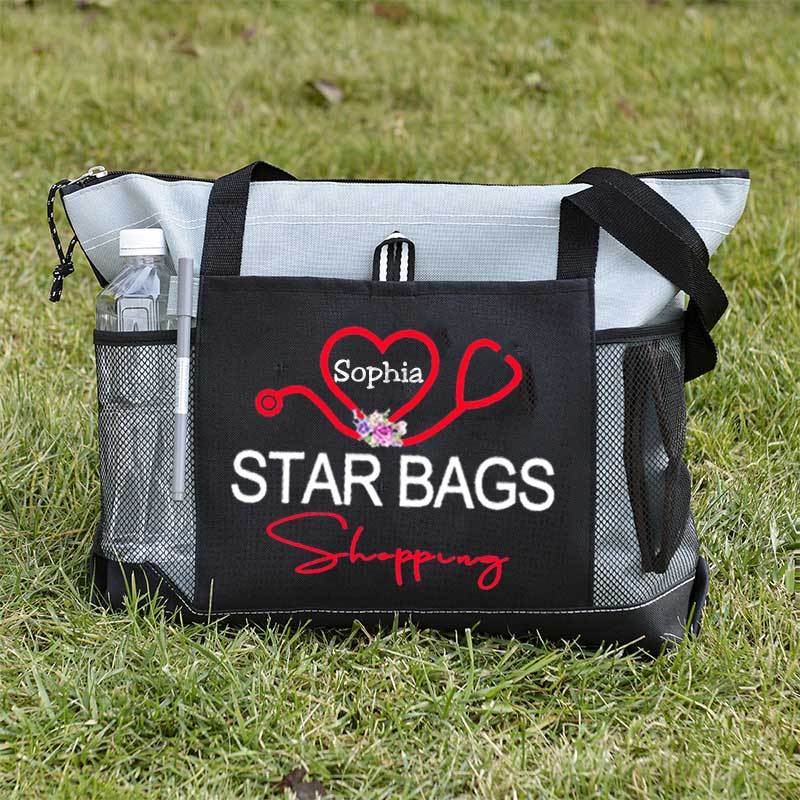 Service Nurse Gift Nursing Tote Bag, Personalized Mesh Pocket Tote Bag