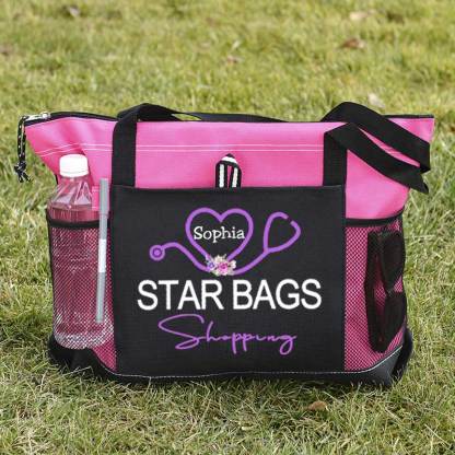 Service Nurse Gift Nursing Tote Bag, Personalized Mesh Pocket Tote Bag