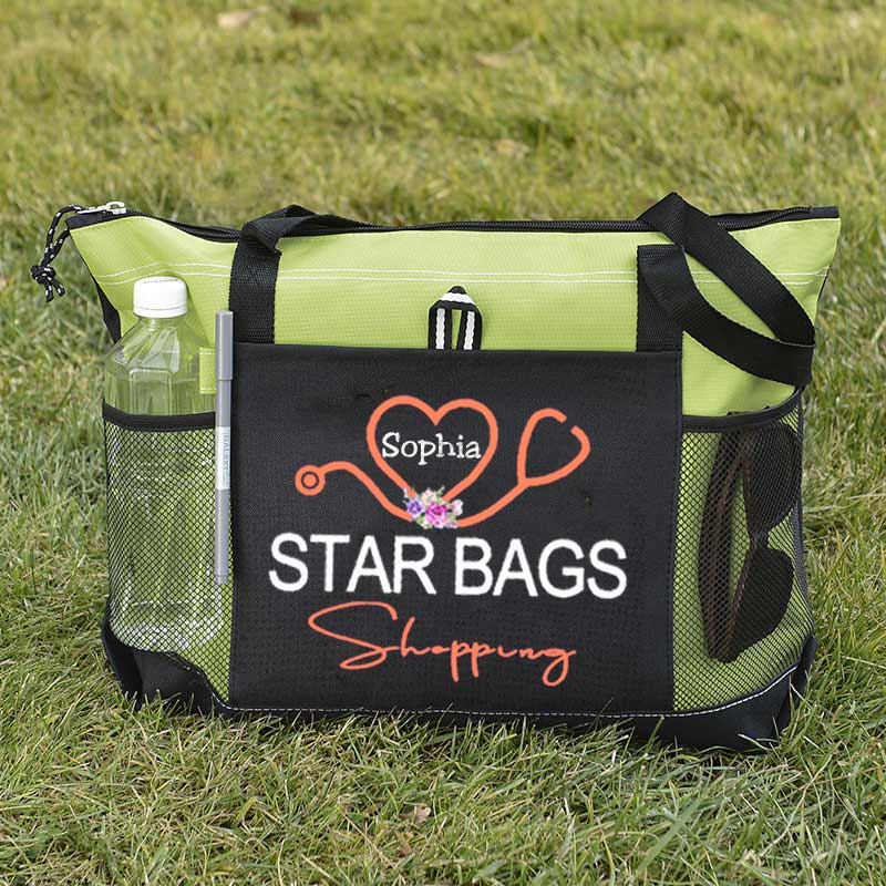 Service Nurse Gift Nursing Tote Bag, Personalized Mesh Pocket Tote Bag