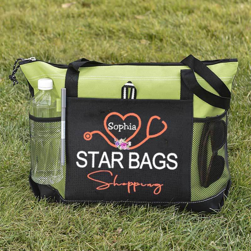 Service Nurse Gift Nursing Tote Bag, Personalized Mesh Pocket Tote Bag