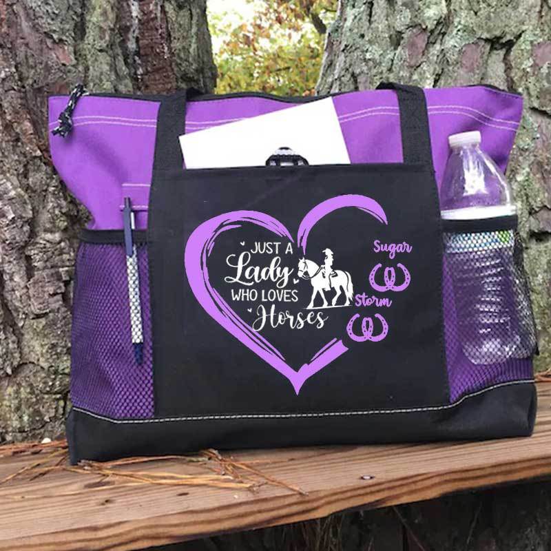 Just a Lady Who Loves Horses Personalized Horse Rider Barn Bag