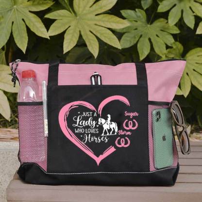 Just a Lady Who Loves Horses Personalized Horse Rider Barn Bag