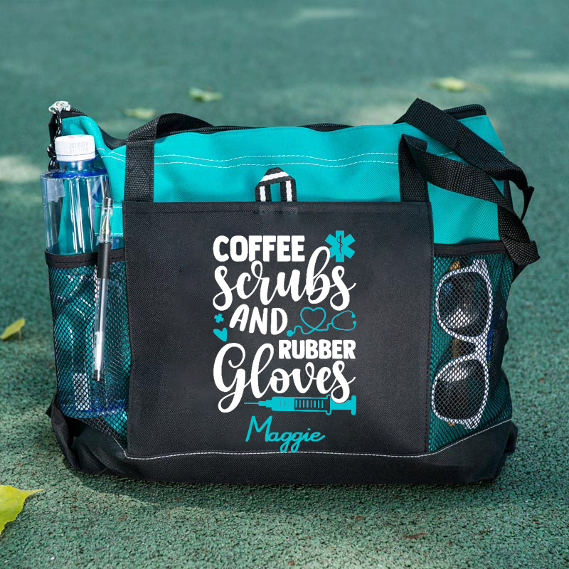 Personalized Coffee Scrubs And Rubber Gloves Custom Tote Bag